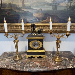Pair of Gilt Bronze Neoclassical Candelabra Lamps, 19th Century