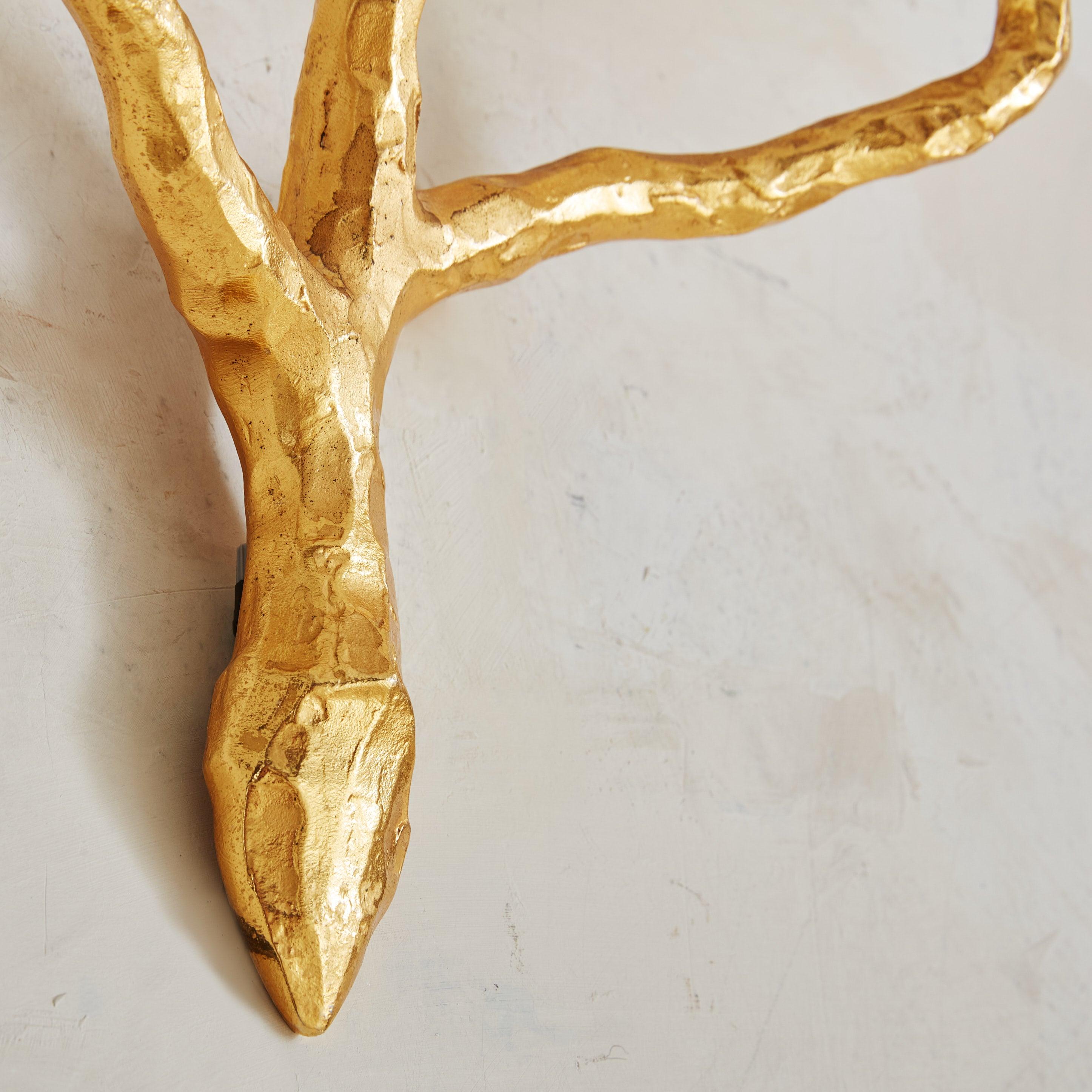 Mid-Century Modern Pair of Gilt Bronze + Opaline Glass Sconces by Maison Arlus, France 1960s For Sale