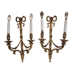 Napoleon III Pair of gilt bronze ormolu wall sconces France
