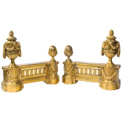 Pair of Gilt Bronze Period Louis XVI Chenets