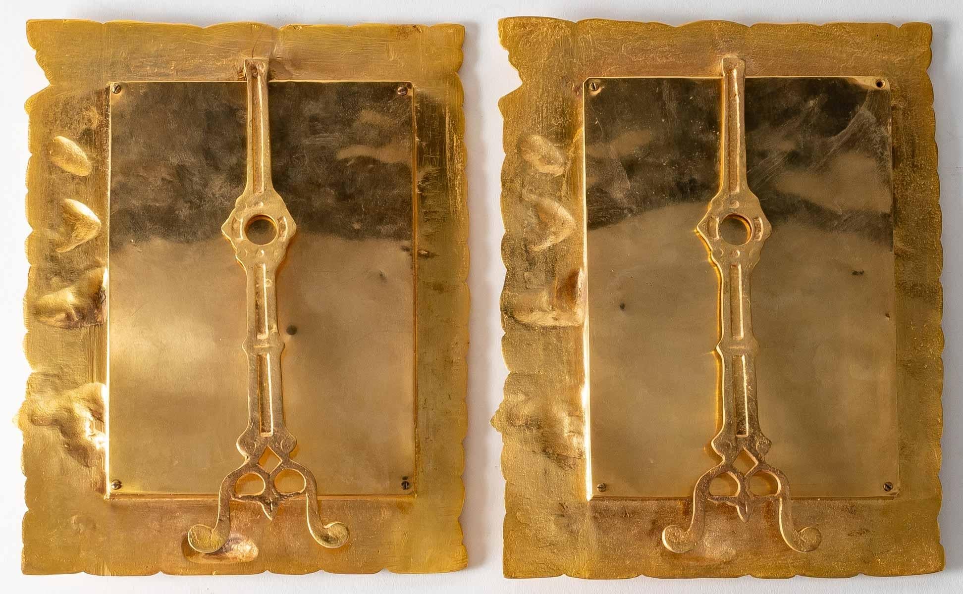 European Pair of Gilt Bronze Photo Frames, Art Nouveau Period