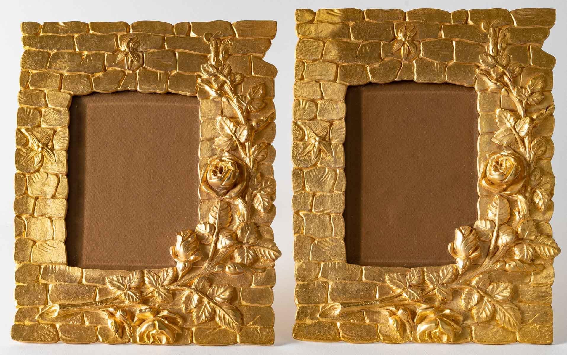 Pair of Gilt Bronze Photo Frames, Art Nouveau Period 1