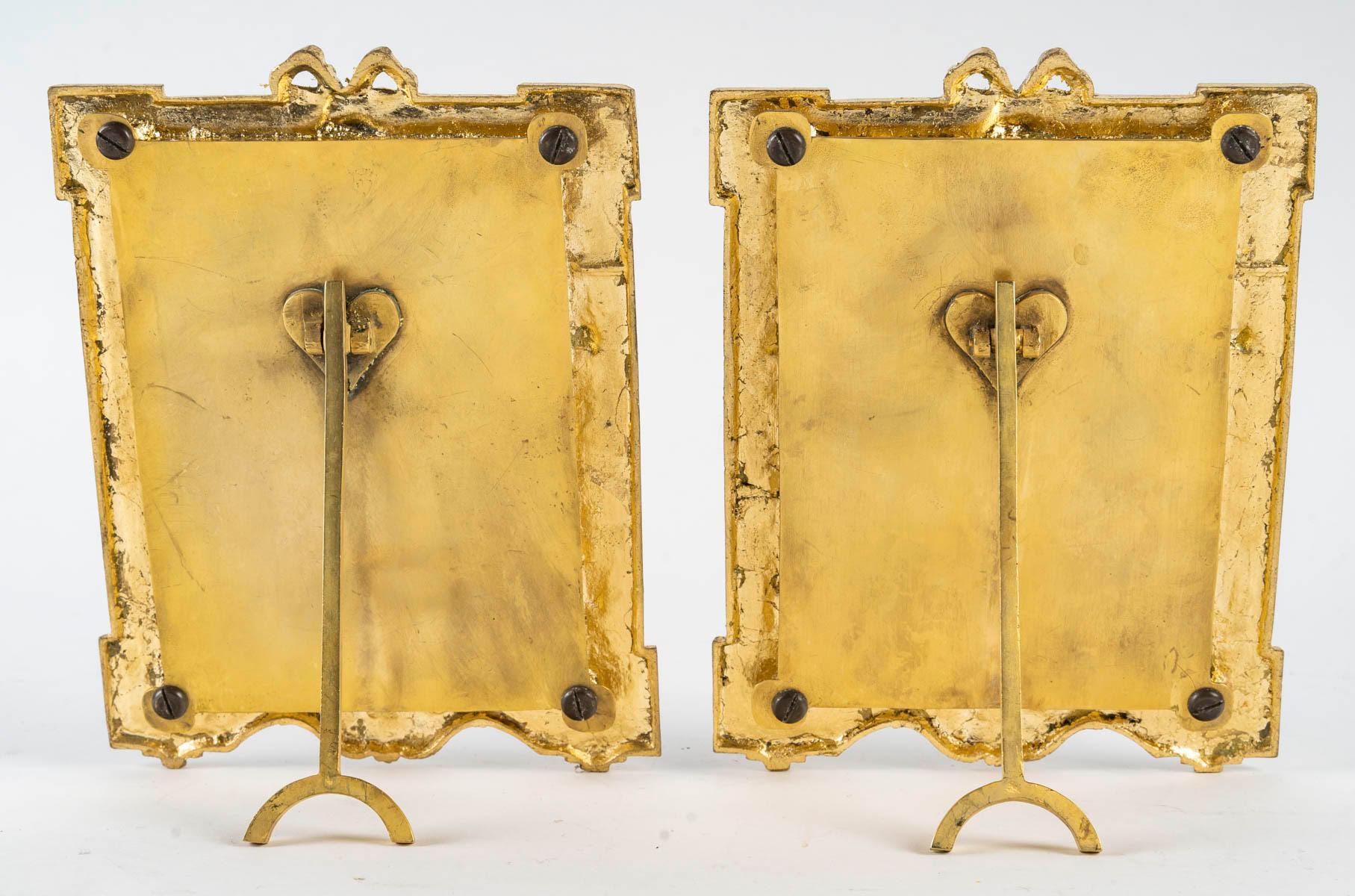 Pair of Gilt Bronze Photo Frames, Napoleon III Period, 19th Century. en vente 1