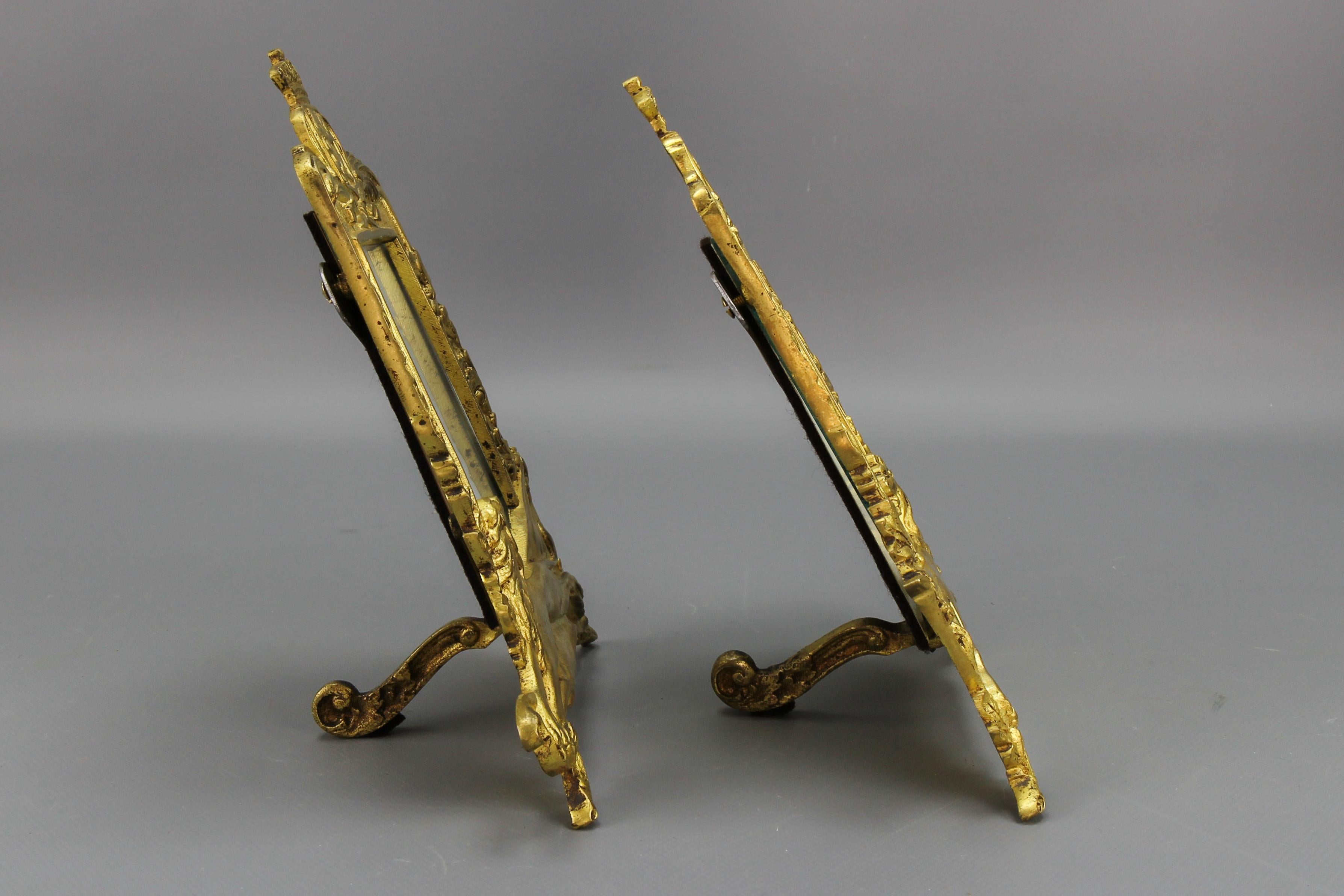 Ein Paar Bilderrahmen aus vergoldeter Bronze mit Löwen und königlichen Kronen im Angebot 5