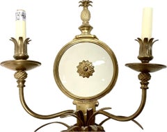 Pair of Gilt Bronze Pineapple Wall Sconces with Mirrors