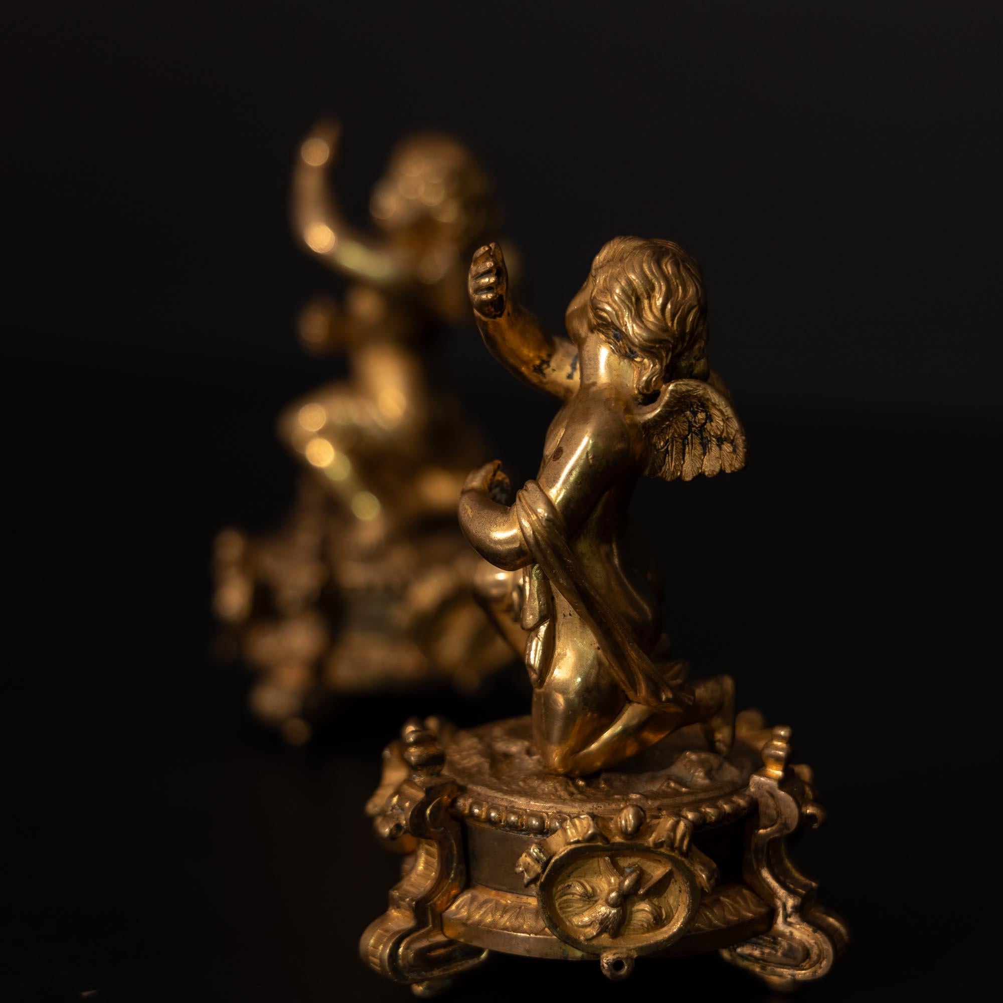 Gilt Pair of gilt Bronze Putti on Pedestals, probably France, Late 18th Century