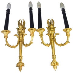 Pair of Gilt Bronze Sconces Empire Style