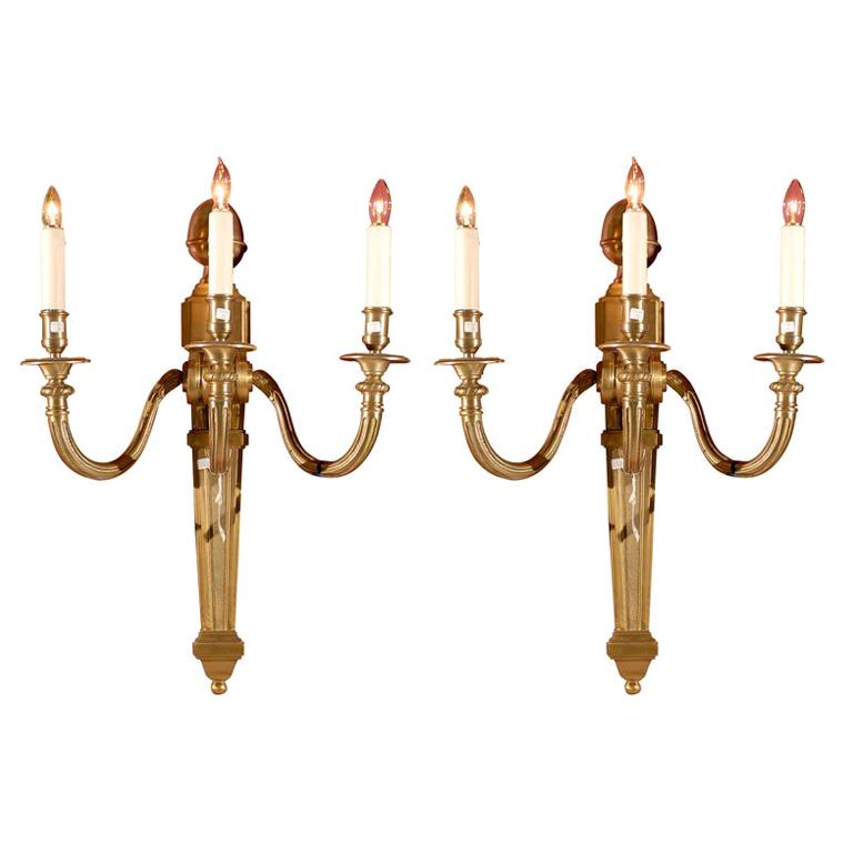 Pair of gilt bronze sconces For Sale