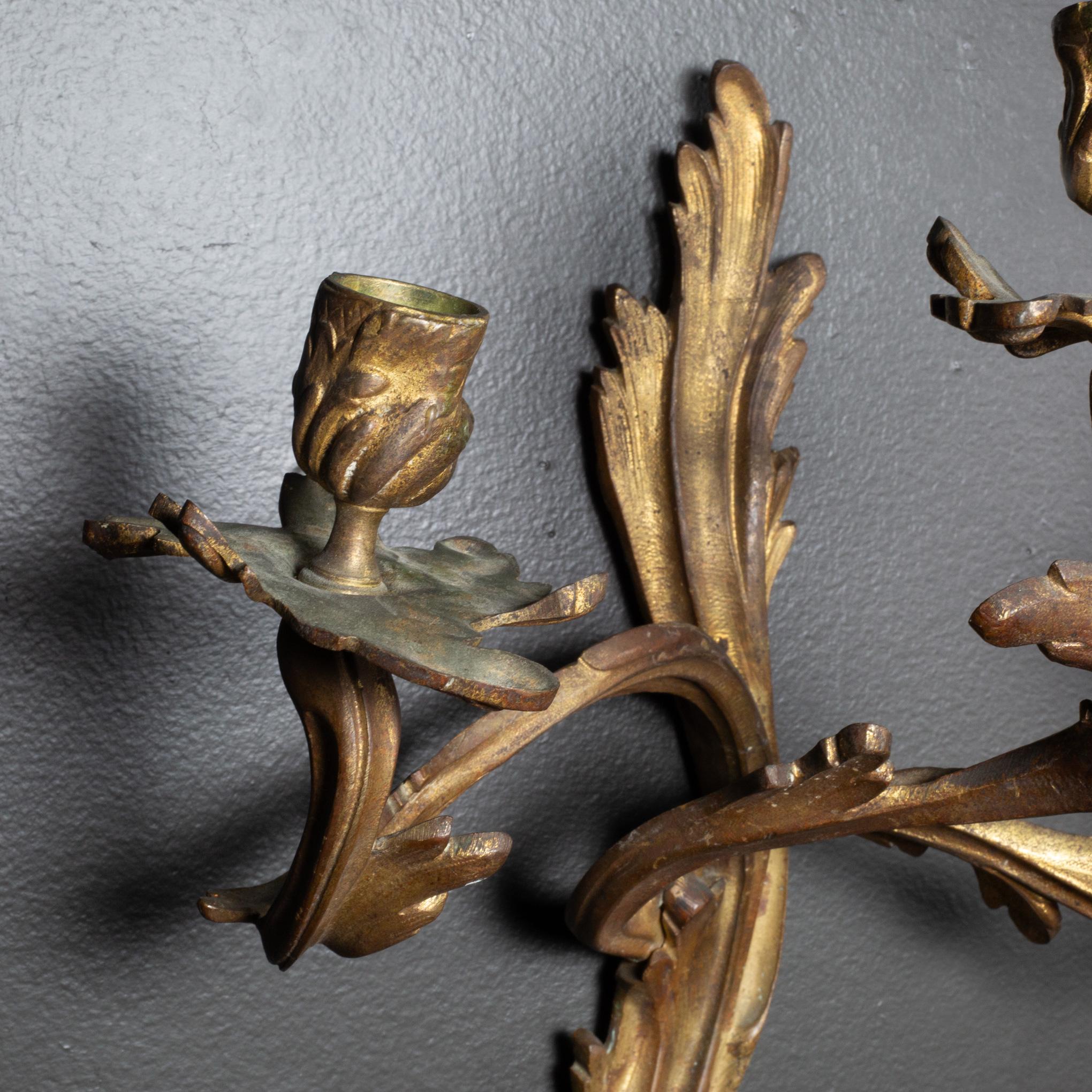 19th Century Pair of Gilt Bronze Sconces, French, Circa 1880-1900 For Sale