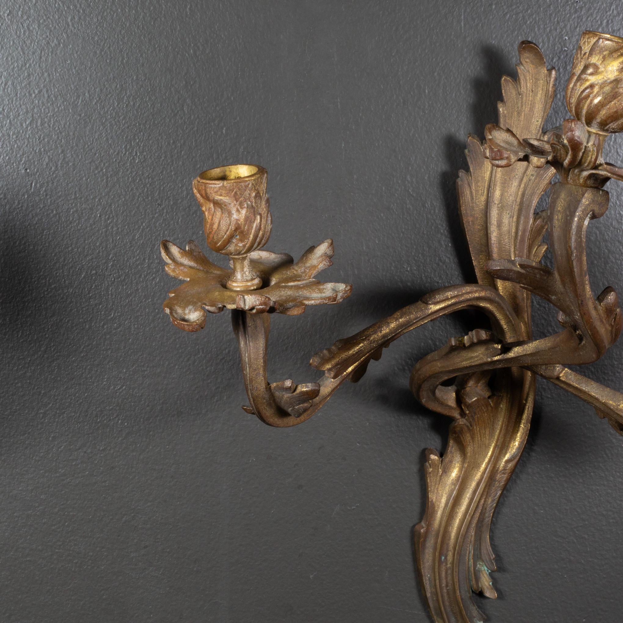 Pair of Gilt Bronze Sconces, French, Circa 1880-1900 For Sale 2