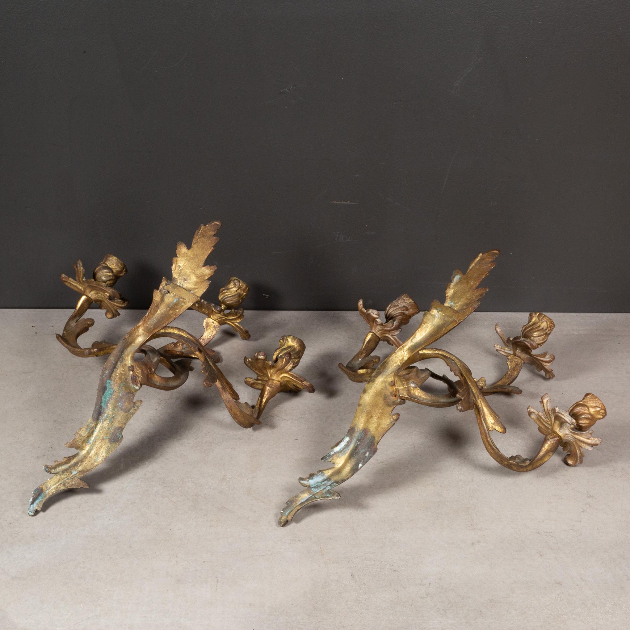 Pair of Gilt Bronze Sconces, French, Circa 1880-1900 For Sale 4