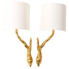 Pair Of Gilt Bronze Sconces From Maison Arlus, 1960s
