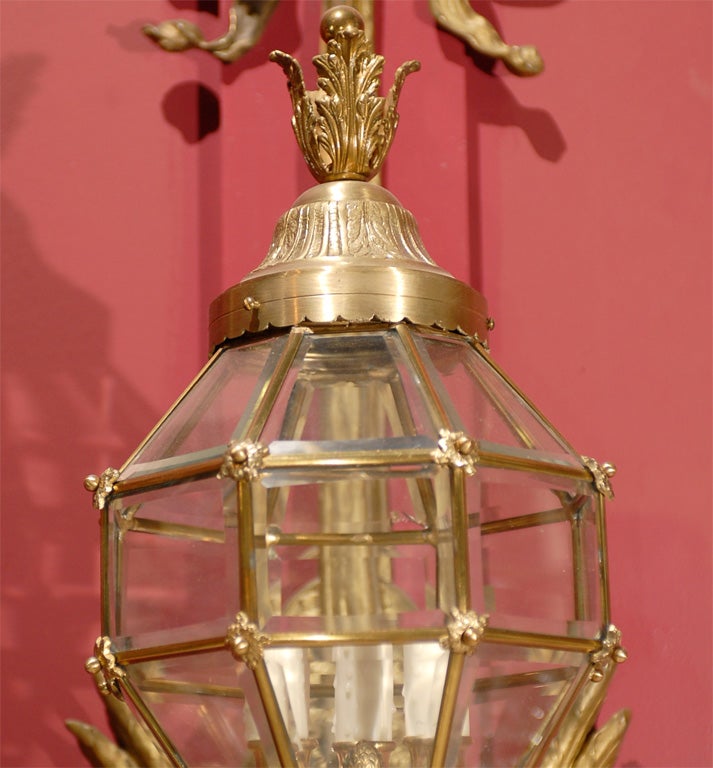 Pair of Gilt Bronze Sconces with Lanterns In Good Condition For Sale In Atlanta, GA