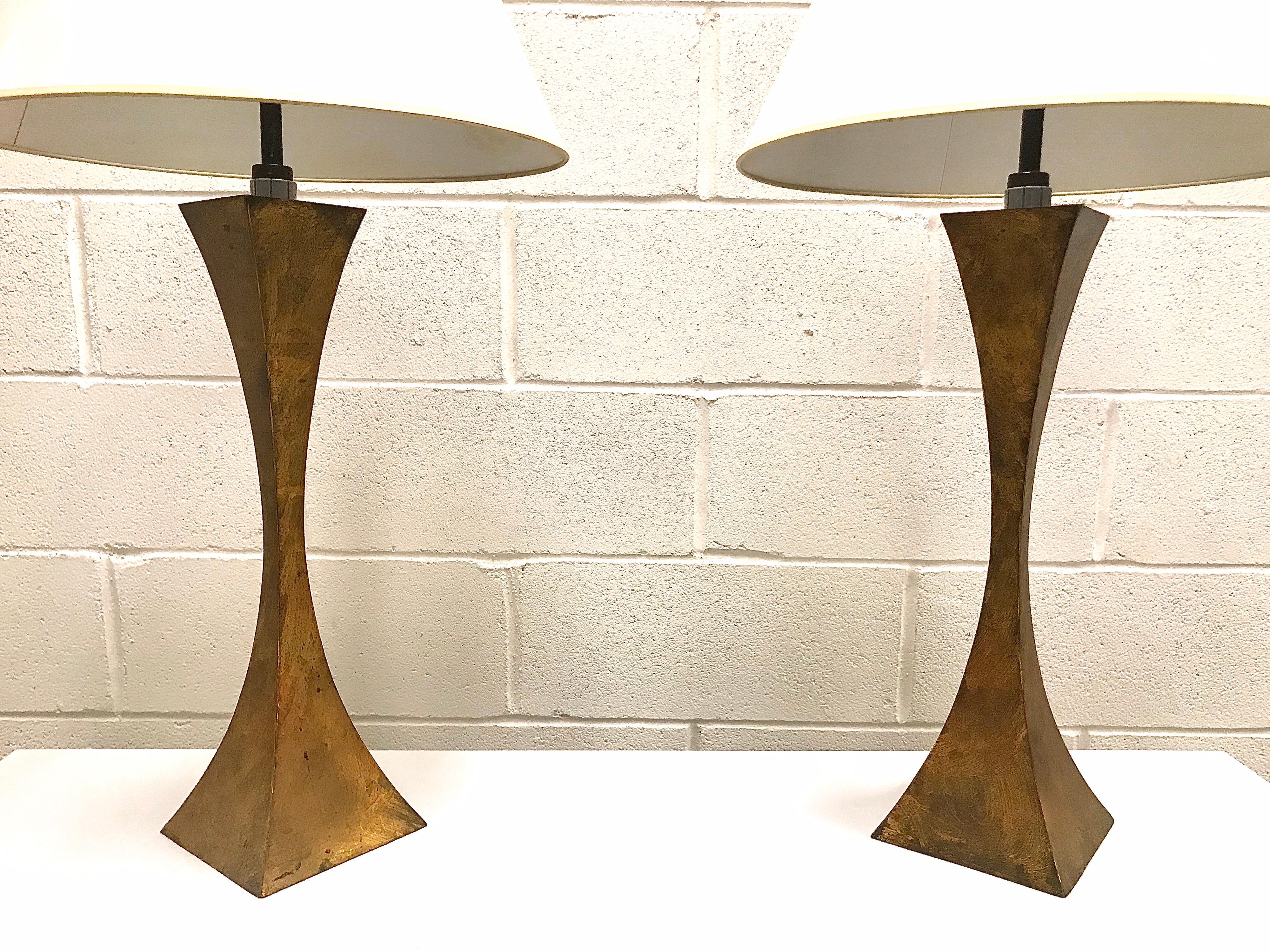 Pair of Gilt Bronze Sculptural Table Lamps by Stewart Ross James for Hansen For Sale 1