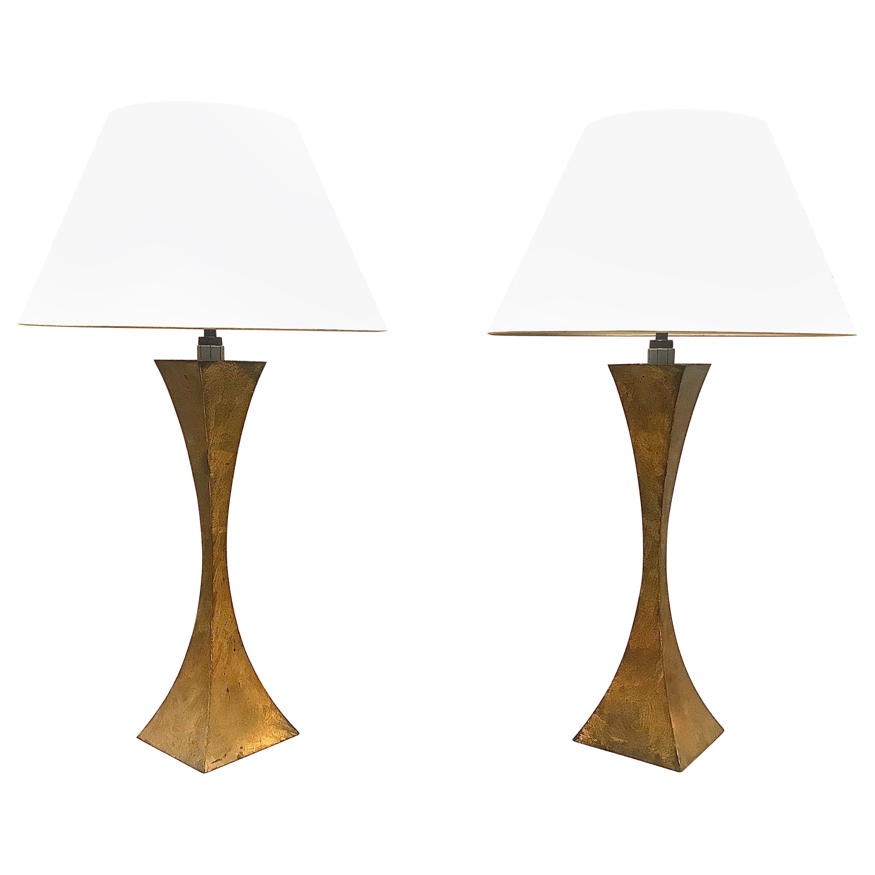 Pair of Gilt Bronze Sculptural Table Lamps by Stewart Ross James for Hansen For Sale