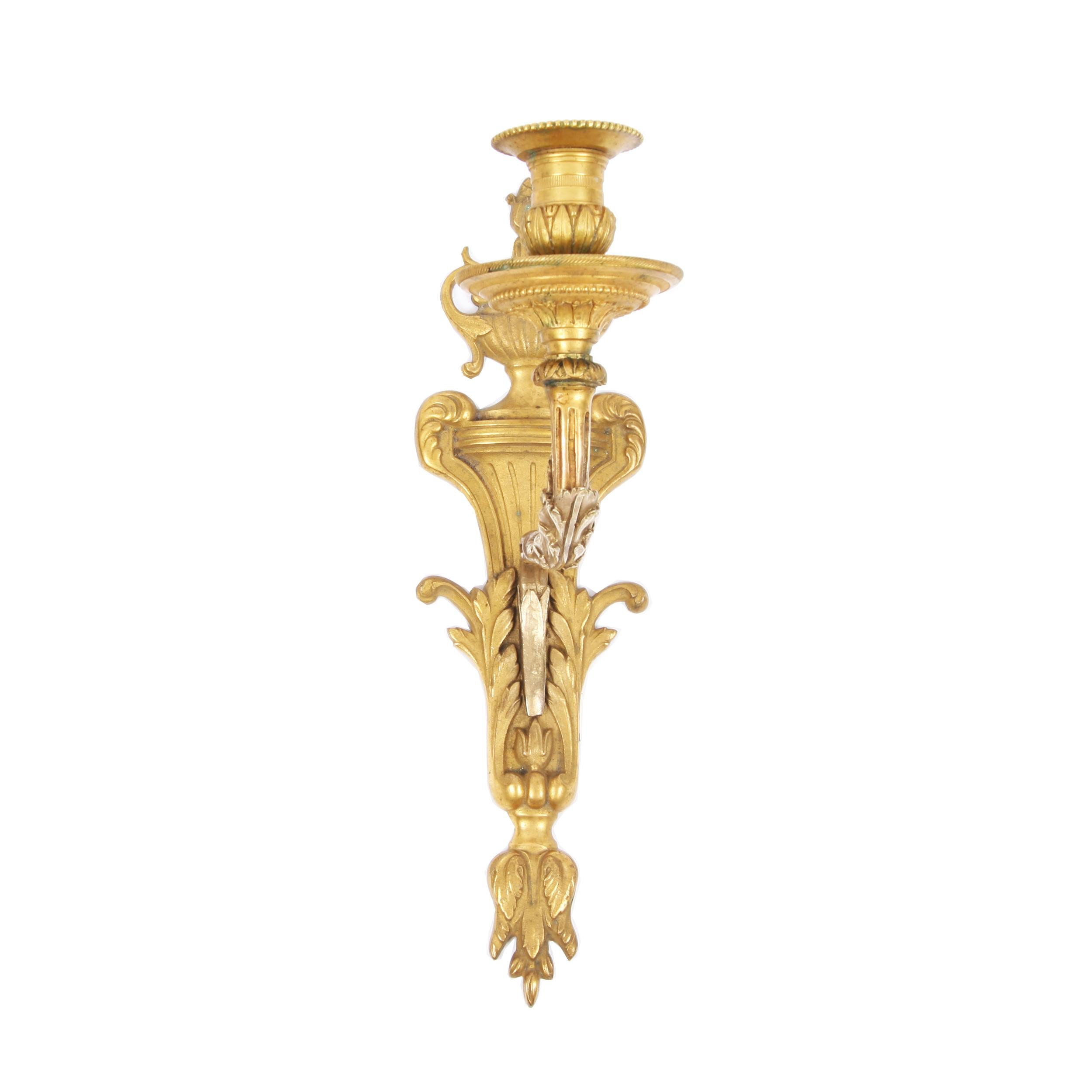 Charles X Pair of Gilt Bronze Swedish Wall Sconces For Sale