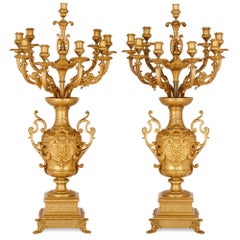 Pair of Gilt Bronze Table Candelabra by Ferdinand Barbedienne