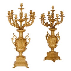 Pair of Gilt Bronze Table Candelabra by Ferdinand Barbedienne