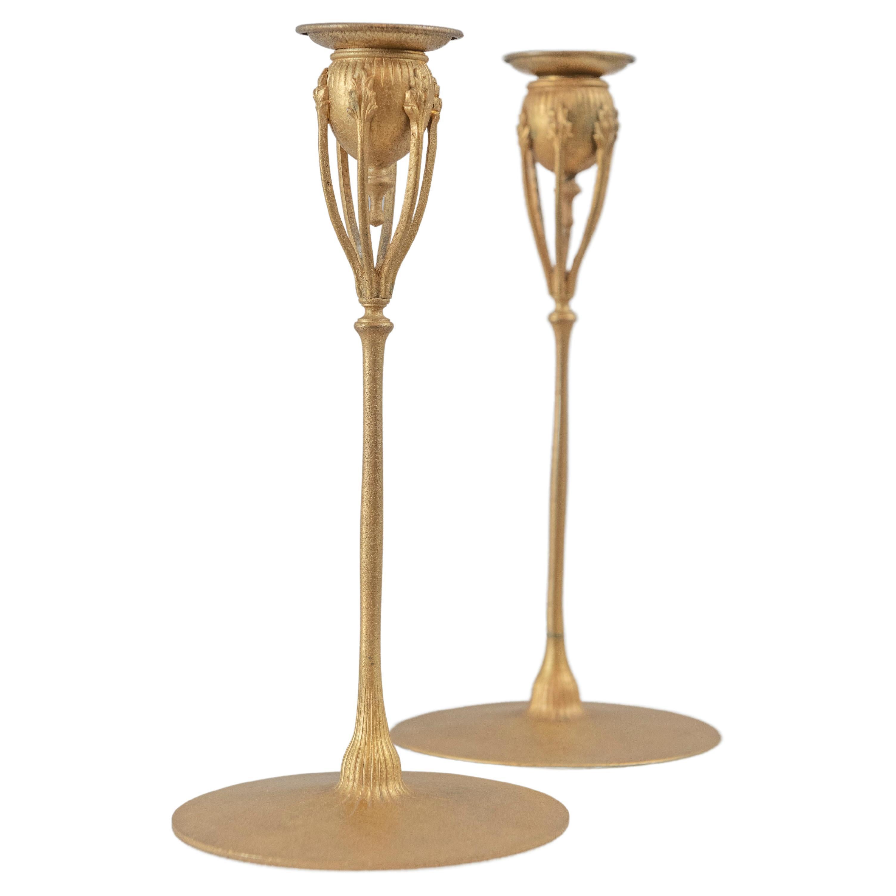 Pair of Tiffany Studios Candlesticks at 1stDibs