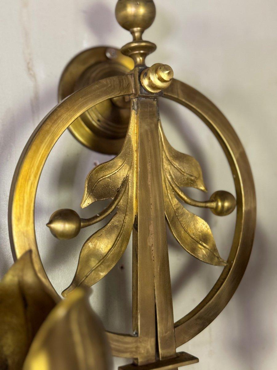 Italiano Coppia di lampade da parete in bronzo dorato, circa 1900 in vendita