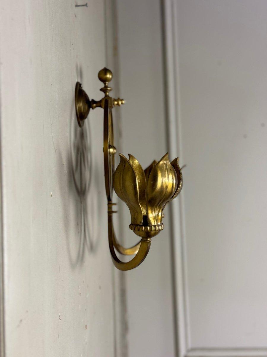Coppia di lampade da parete in bronzo dorato, circa 1900 in vendita 1