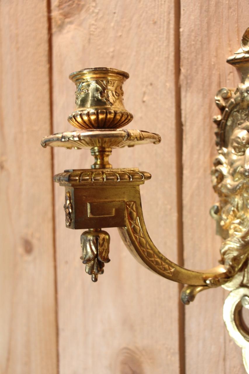 Pair Of Gilt Bronze Wall Lights Signed By Etienne Giraud In Lyon For Sale 4