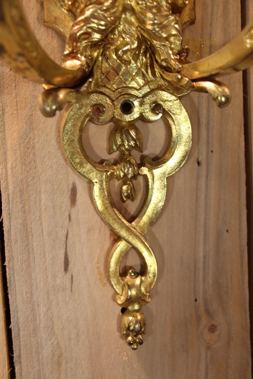 Napoleon III Pair Of Gilt Bronze Wall Lights Signed By Etienne Giraud In Lyon For Sale