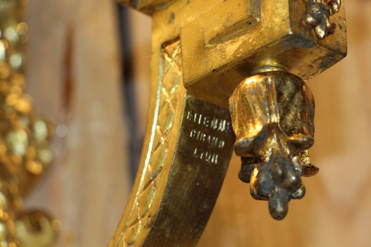 19th Century Pair Of Gilt Bronze Wall Lights Signed By Etienne Giraud In Lyon For Sale