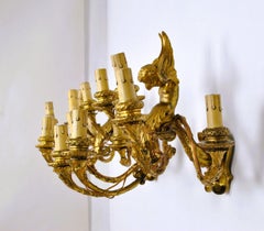 Pair Of Gilt Bronze Wall Lights With Winged Putti, Napoleon III, 19th Century
