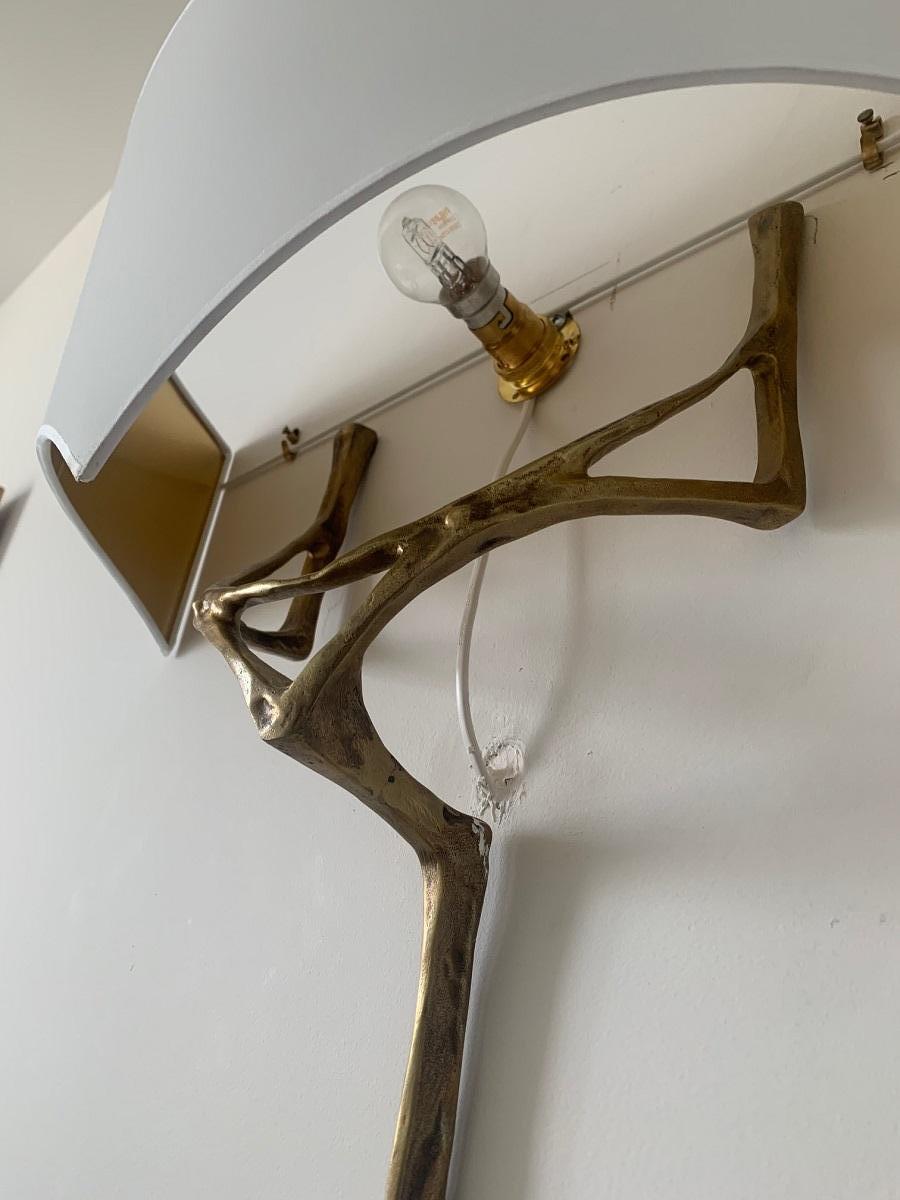 Mid-Century Modern Pair of Gilt Bronze Wall-Sconces by Félix Agostini, circa 1955 For Sale