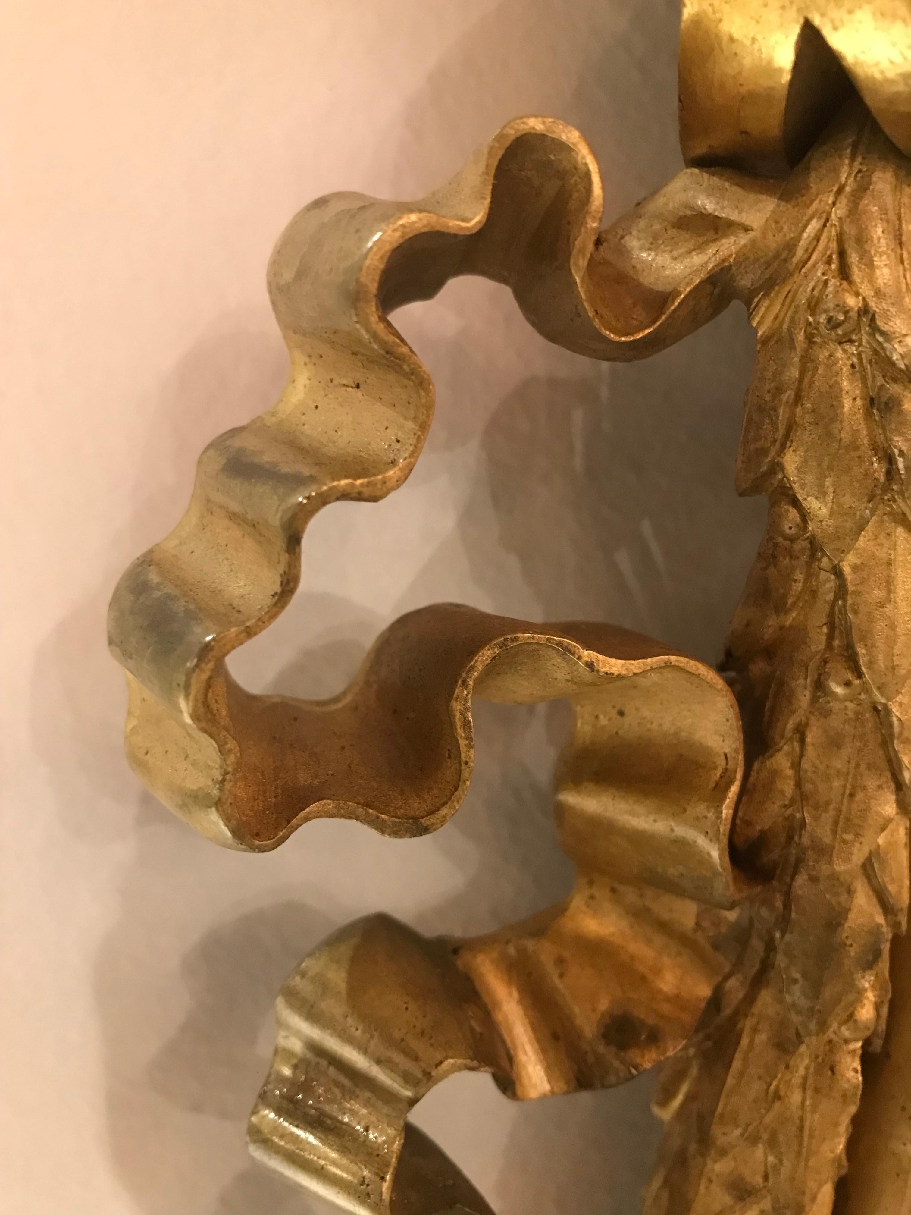 Pair of Gilt Bronze Wall Sconces by Henri Vian For Sale 9