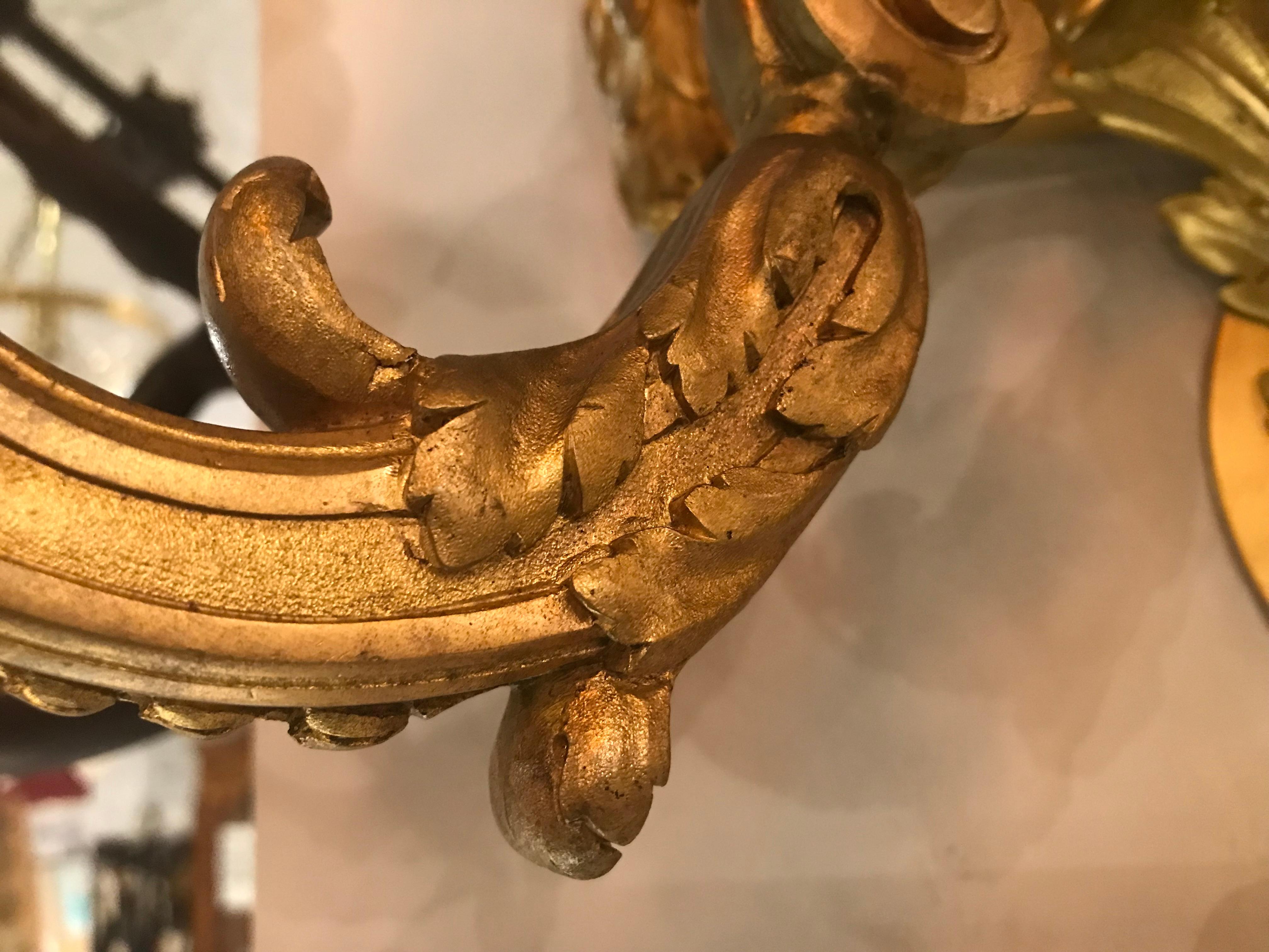 Pair of Gilt Bronze Wall Sconces by Henri Vian For Sale 10