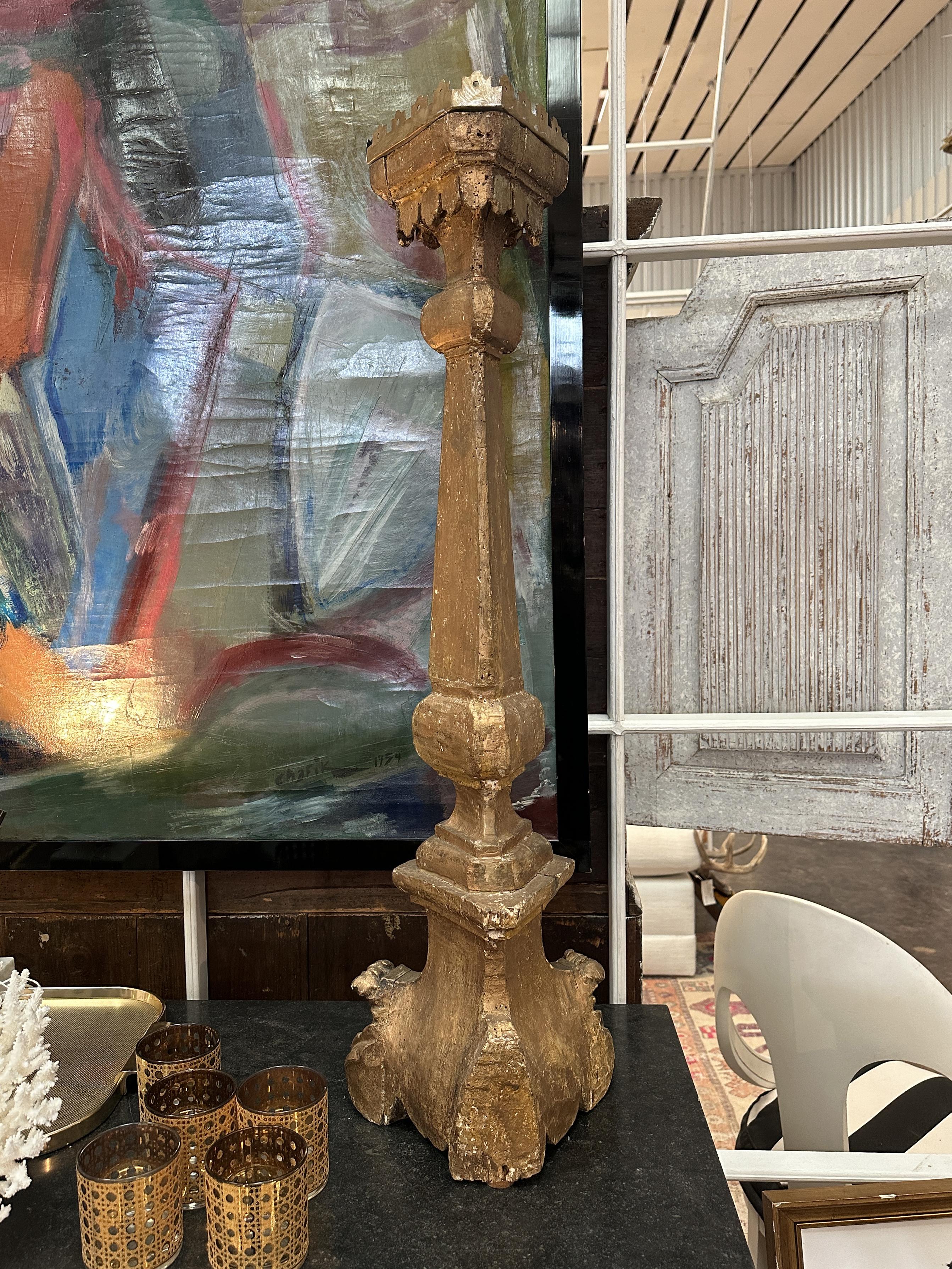 Pair of Gilt Candlestick Prickets, 18th Century For Sale 3