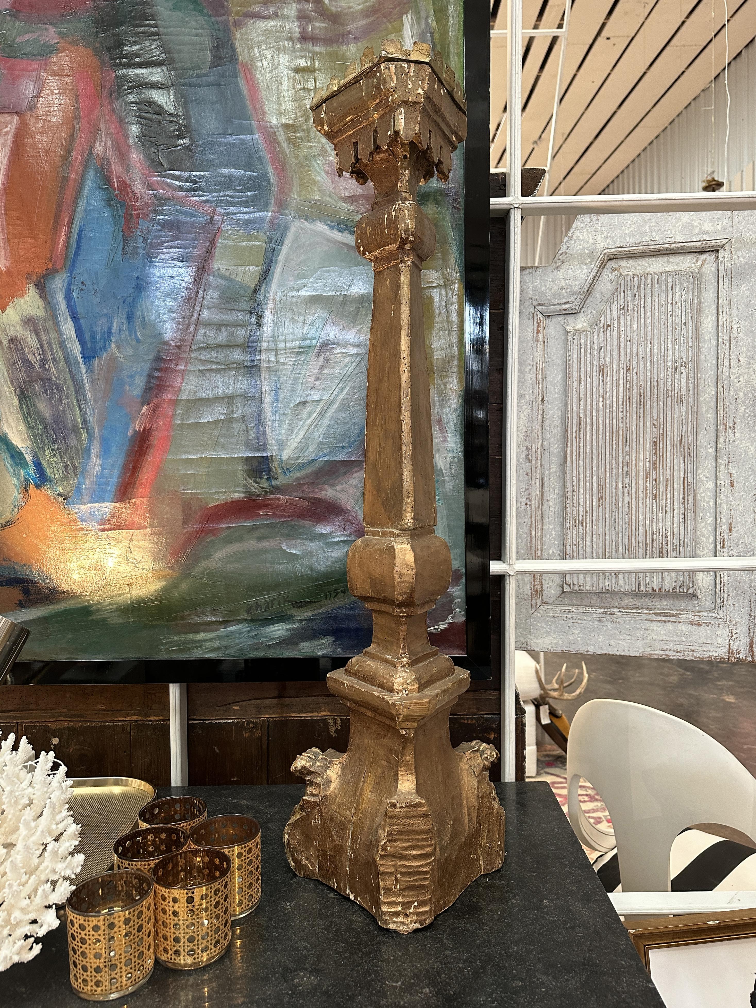 Pair of Gilt Candlestick Prickets, 18th Century For Sale 4