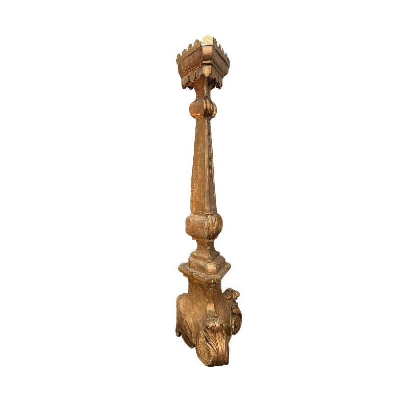 Italian Pair of Gilt Candlestick Prickets, 18th Century For Sale