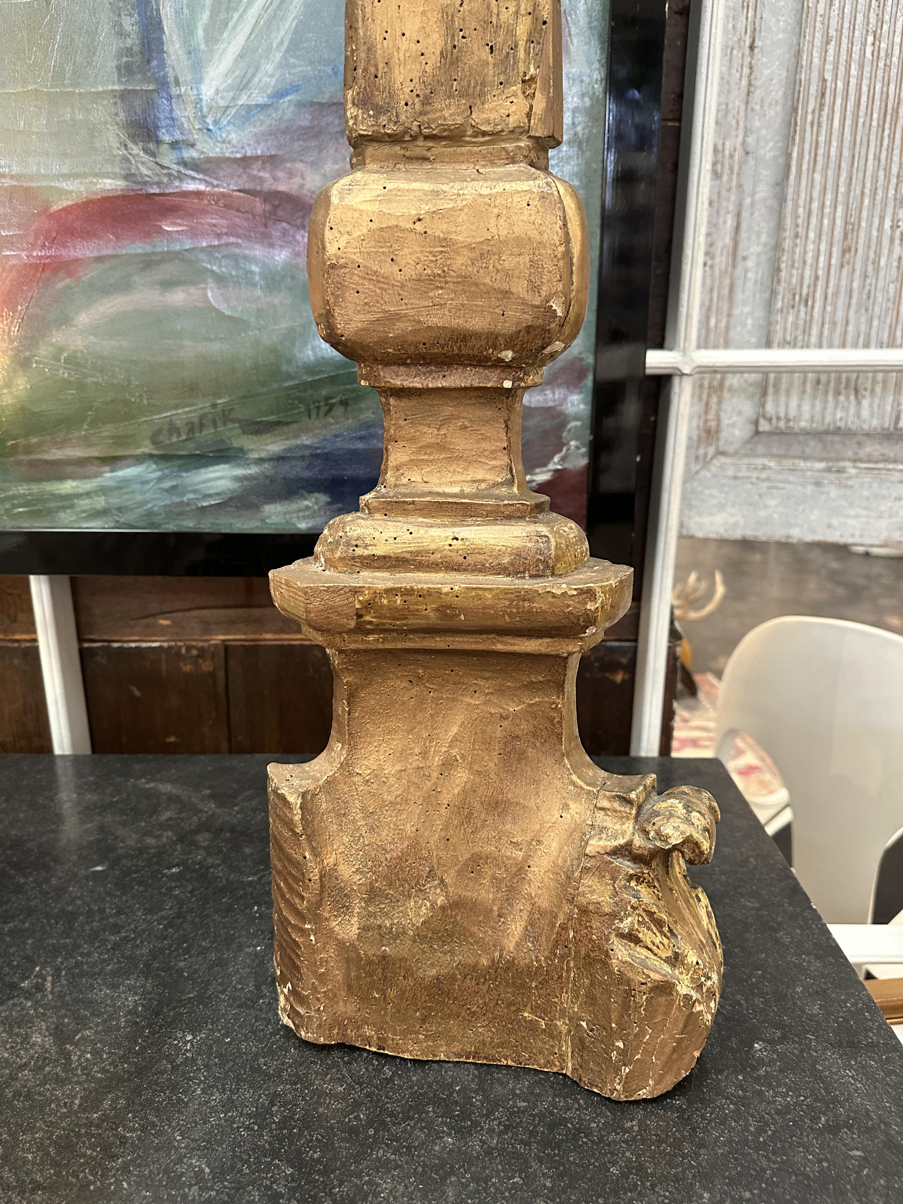 Pair of Gilt Candlestick Prickets, 18th Century In Good Condition For Sale In Wichita, KS