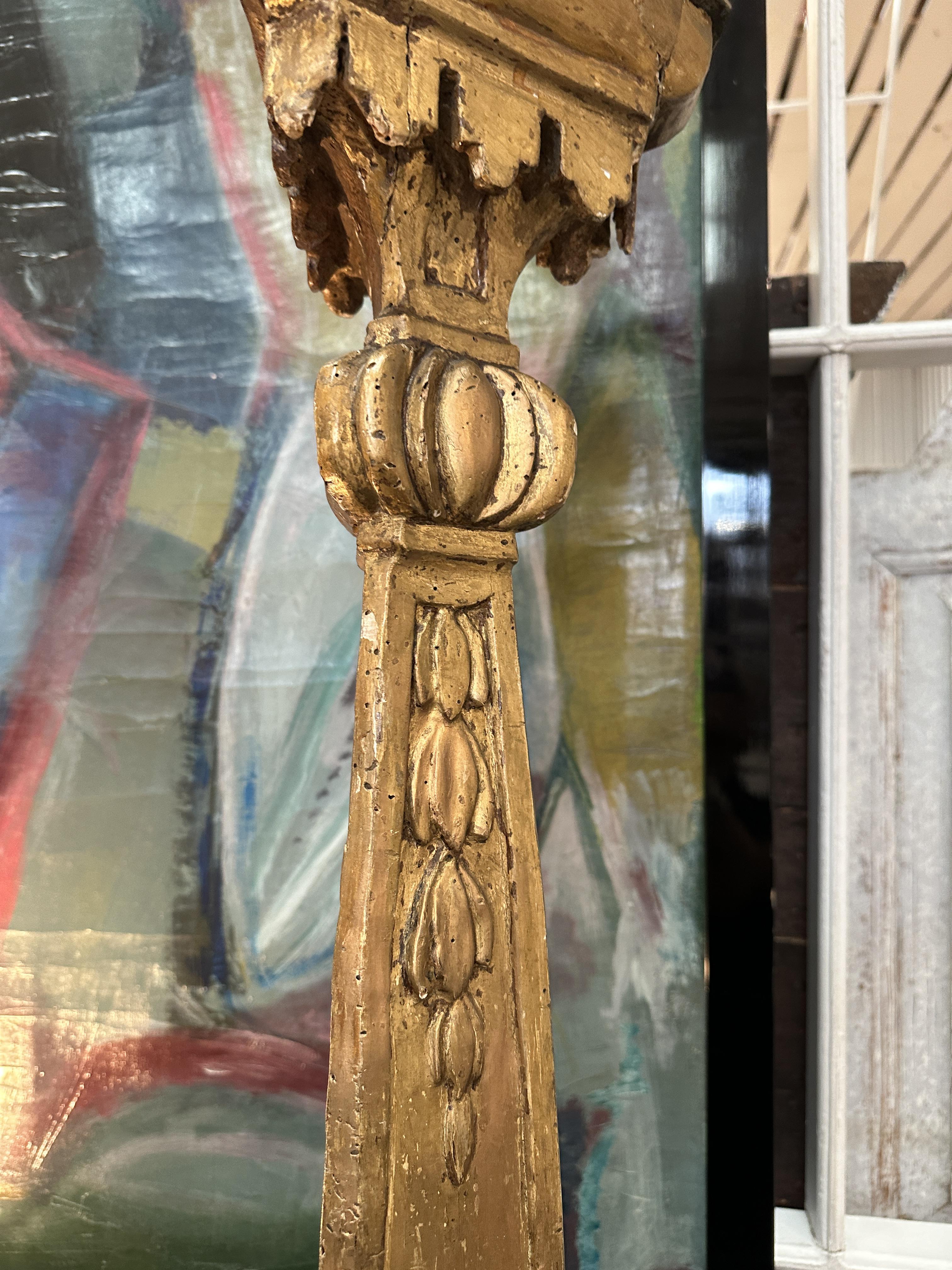 Wood Pair of Gilt Candlestick Prickets, 18th Century For Sale