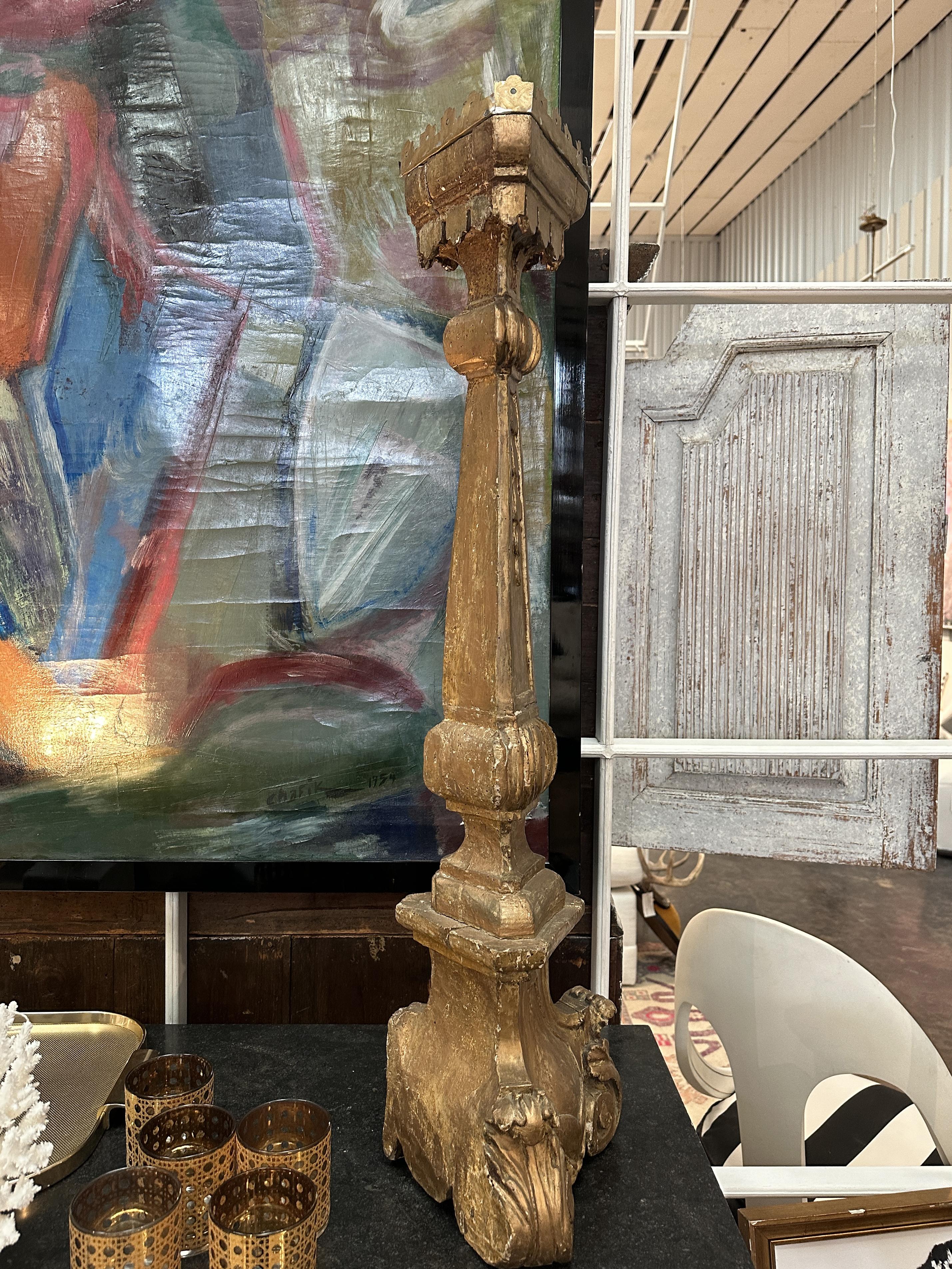 Pair of Gilt Candlestick Prickets, 18th Century For Sale 2