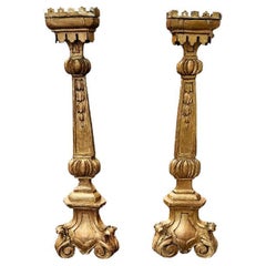 Pair of Gilt Candlestick Prickets, 18th Century