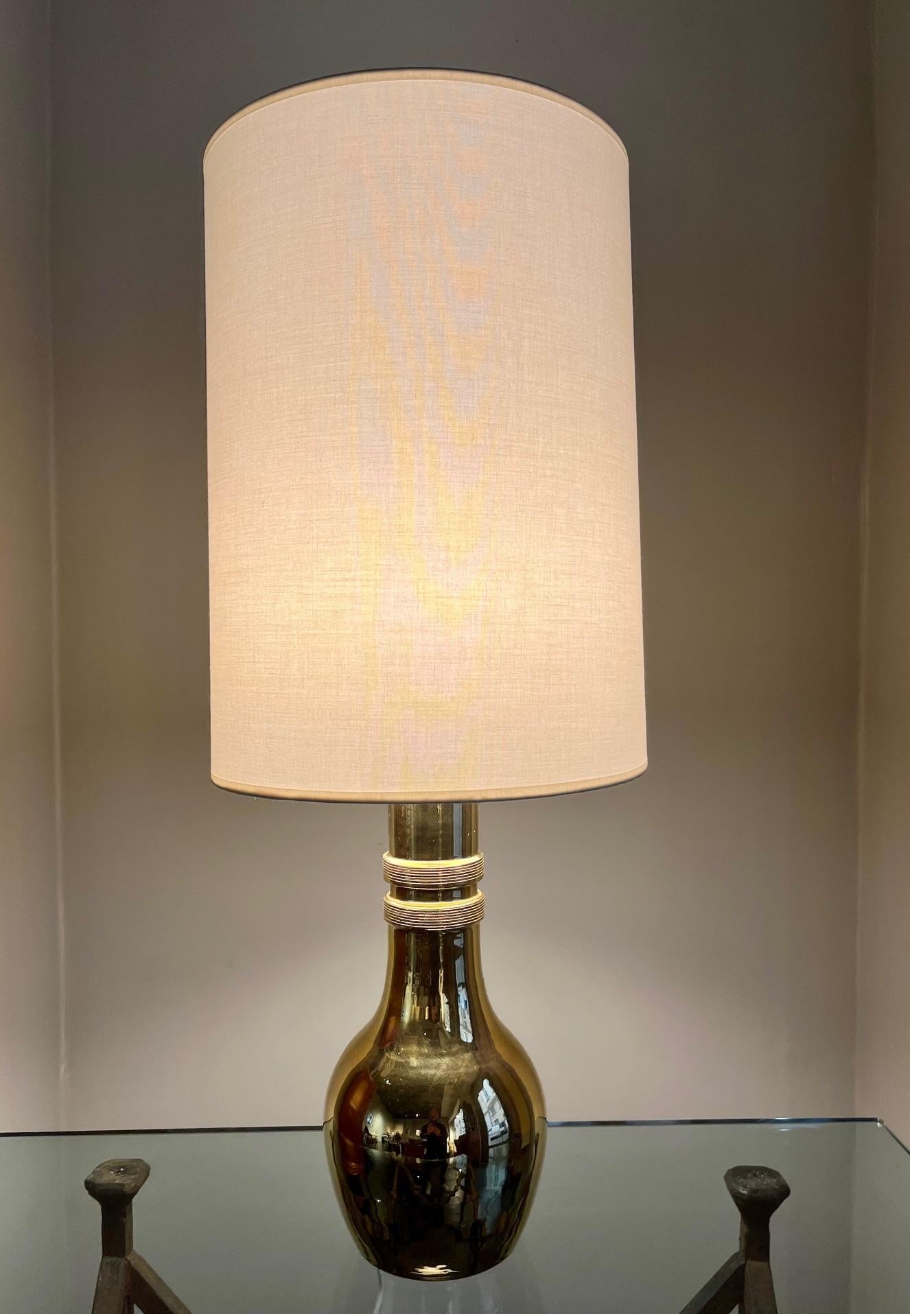 Pair of gilt ceramic lamps by Bitossi  For Sale 1