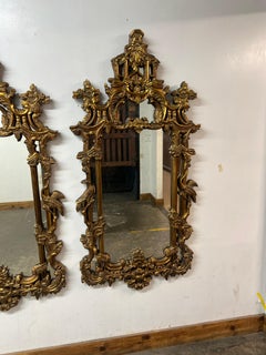 Pair of Gilt Chinoiserie Style Wall Mirrors