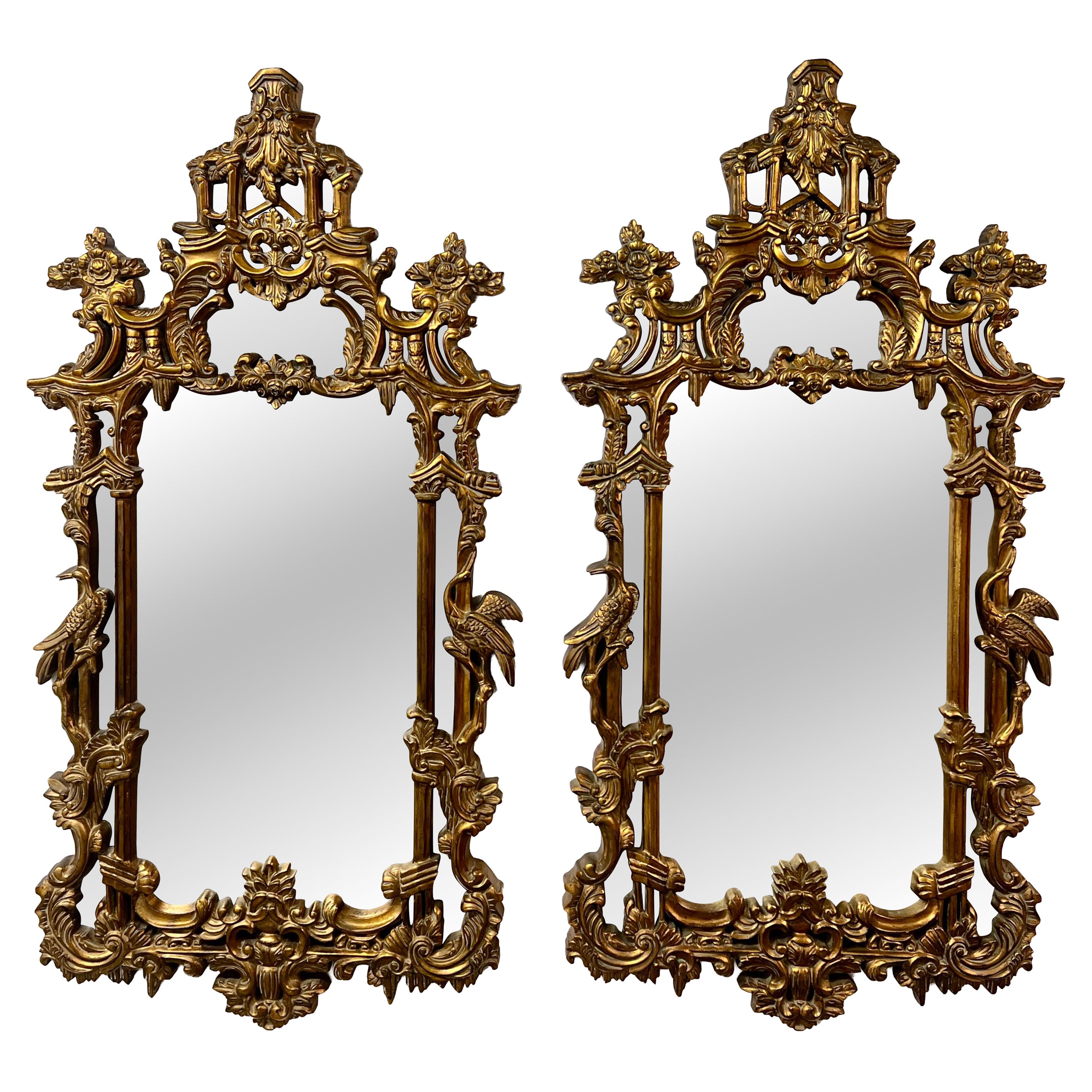 Pair of Gilt Chinoiserie Style Wall Mirrors