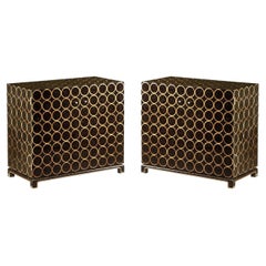 Pair of Gilt Circle Modern Cabinets