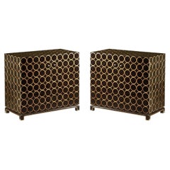 Pair of Gilt Circle Modern Cabinets