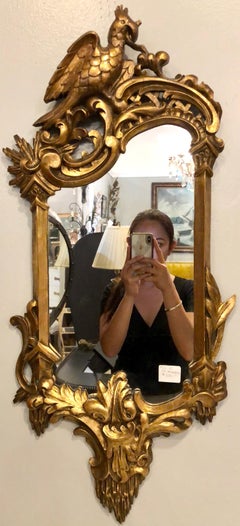 Pair of Gilt Eagle Crested Wall or Console Mirrors Mid-Century Modern