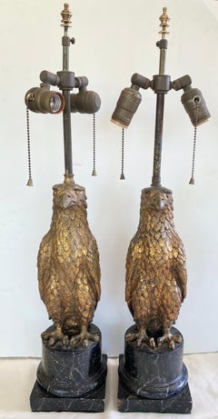 Paar vergoldete Adler-Lampen