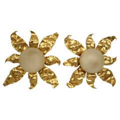 Pair of Gilt Ferge Iron Sunburst Wall Lights / Sconces / Flush Mount. Italy 1950