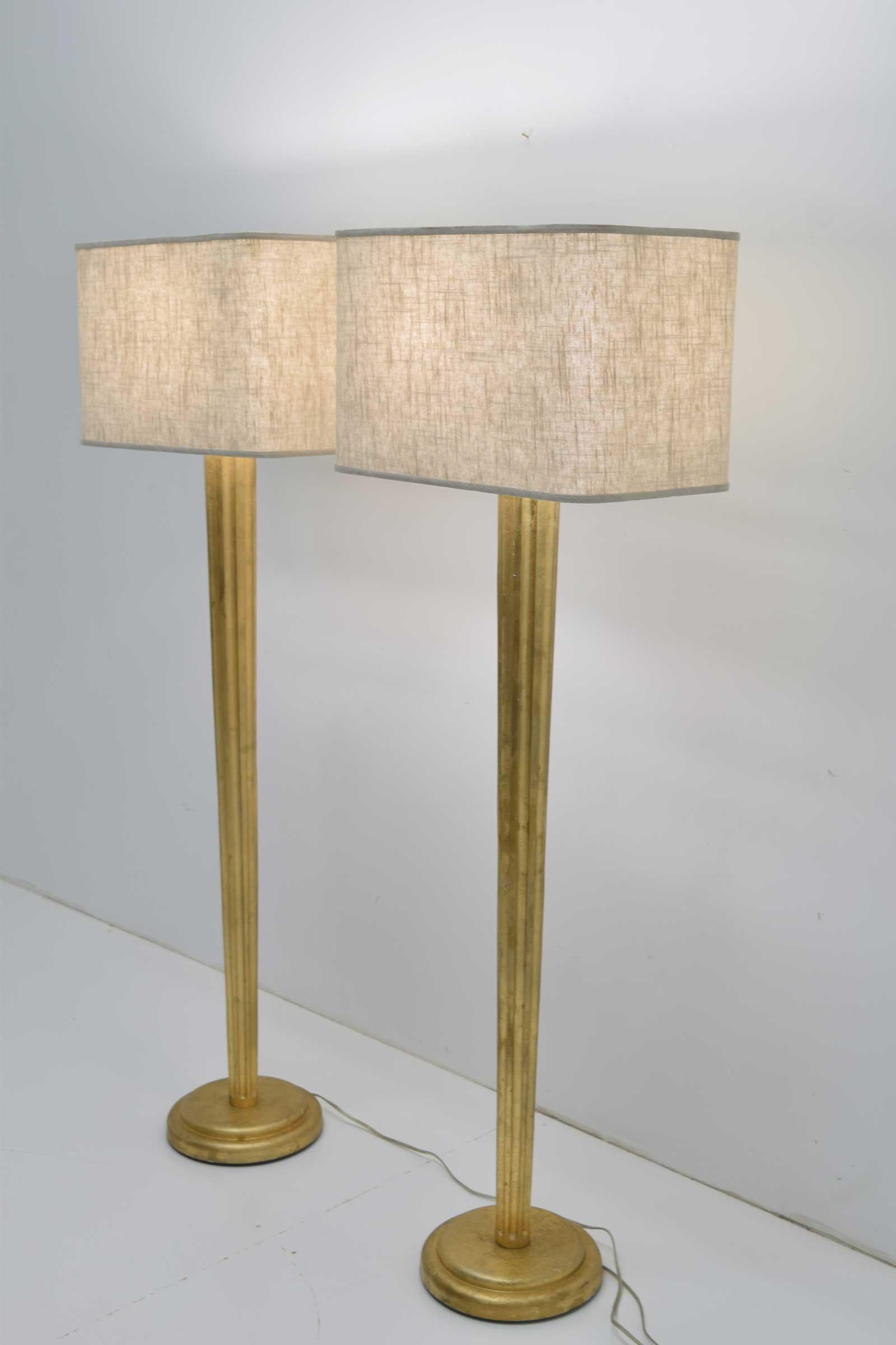 American Pair of Gilt Floor Lamps