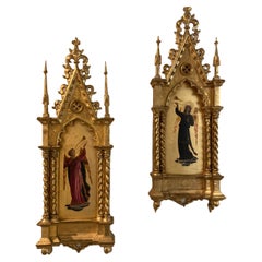 Vintage Pair of Gilt Frame Gothic Angels