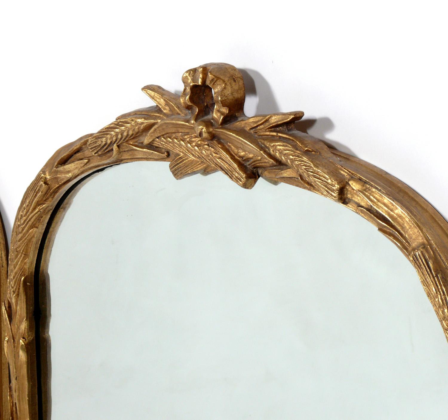 Hollywood Regency Pair of Gilt French Mirrors